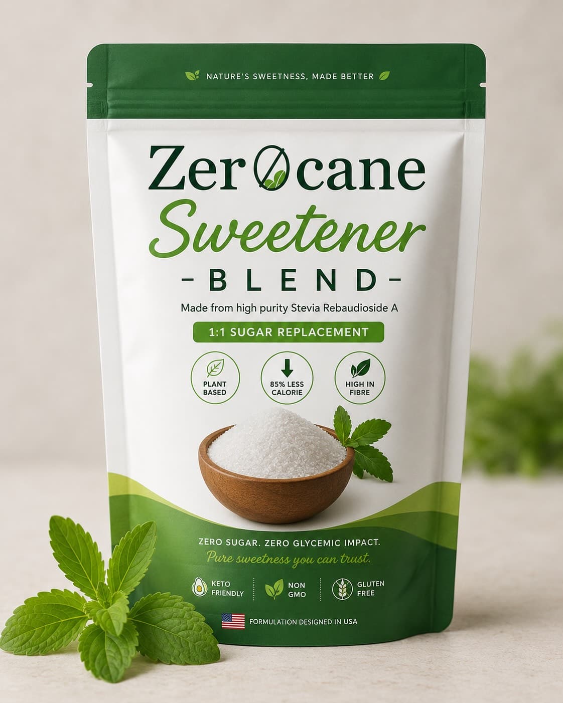 Zerocane sweetener product pouch